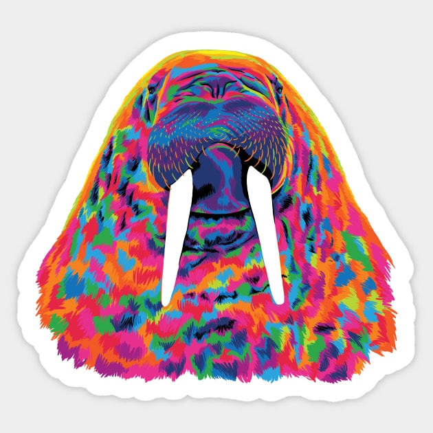 Rainbow Walrus Sticker by polliadesign